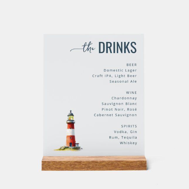 Calm Red Watercolor Lighthouse Acrylic Sign (Front)