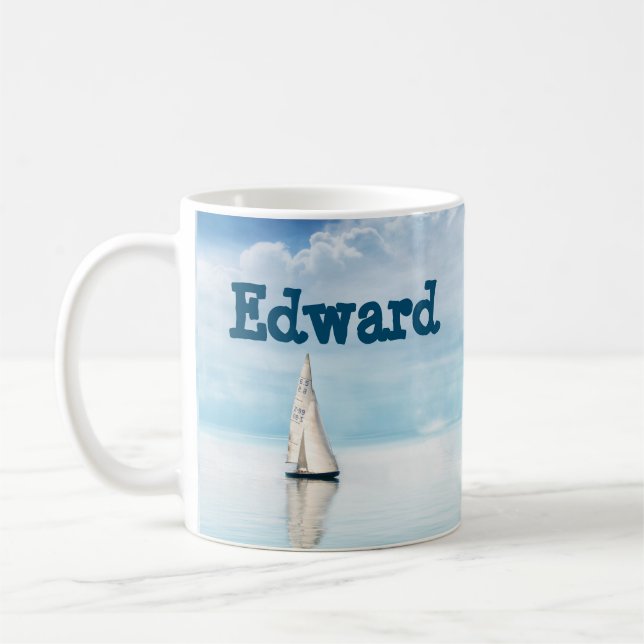 Calm Sailing with Bluest Skies Coffee Mug (Left)