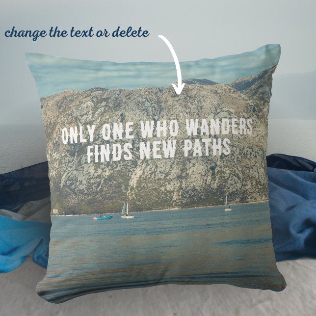 Calm Sea and Beautiful Mountains Throw Pillow (Creator Uploaded)