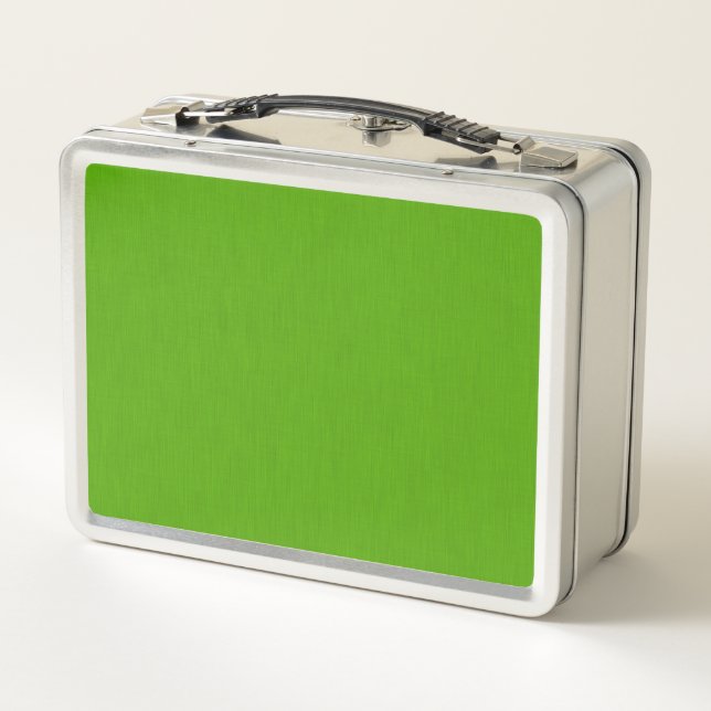 Calm & simple lime green textured background  metal lunch box (Back)