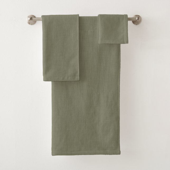 Calm & simple olive green textured background  bath towel set (Insitu)