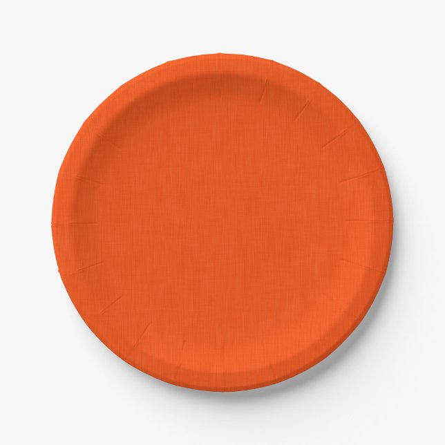 Calm & simple orange textured background  paper plate (Front)
