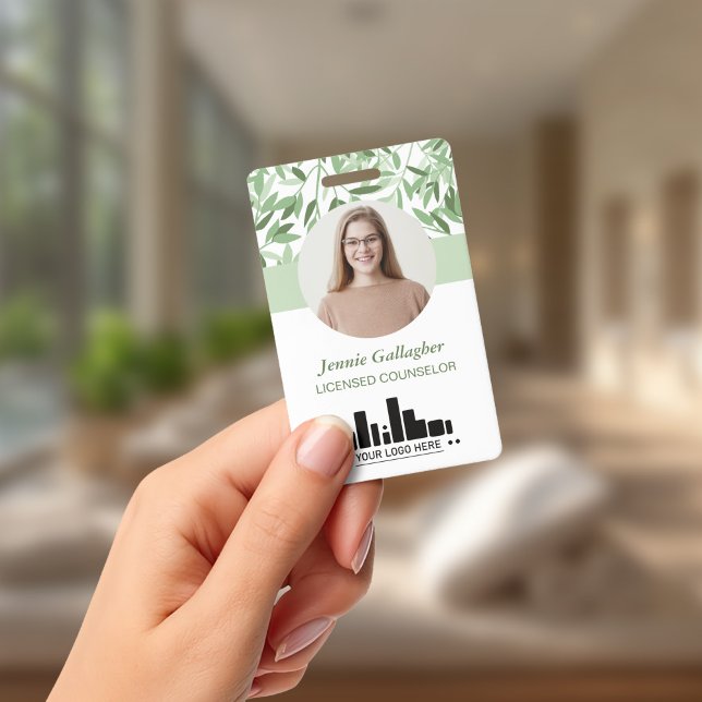 Calm Soft Green Greenery Round ID Photo Logo Badge (Creator Uploaded)