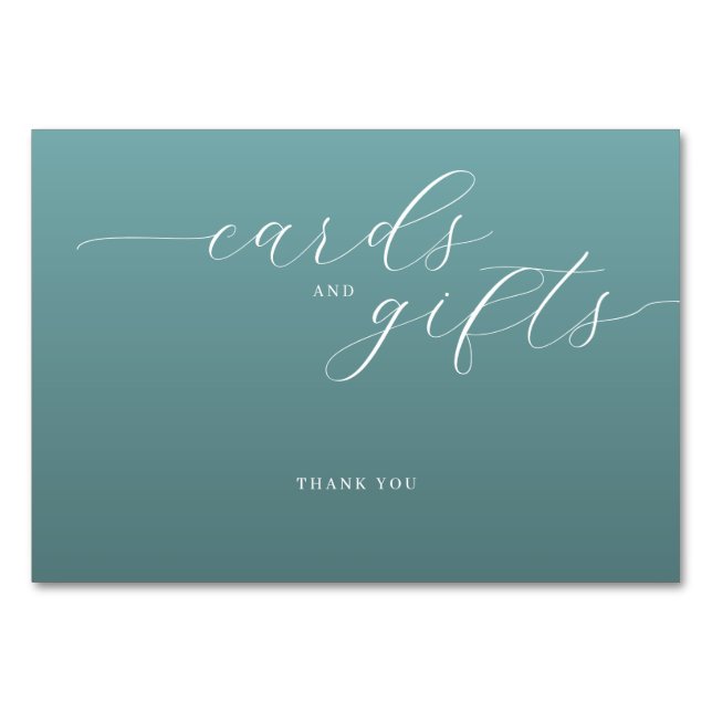 Calm Teal Minimalist Gratitude Sign Table Number (Front)