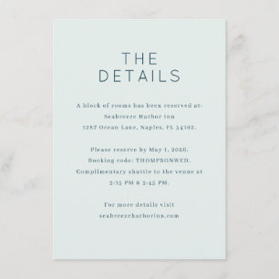 Calm Teal Minimalist Information Enclosure Card