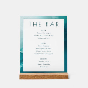 Calm Teal Watercolor Bar Menu Acrylic Sign