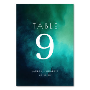 Calm Teal Watercolor Wedding Table Card