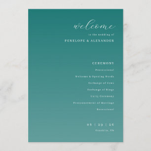 Calm Teal Wedding Ceremony Program