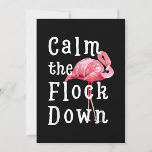 Calm The Flock Down Flamingo Girl  Funny Flamingo Holiday Card