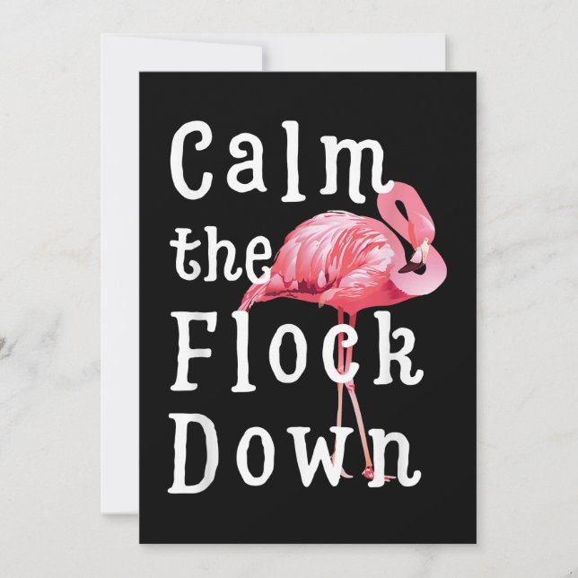 Calm The Flock Down Flamingo Girl |Funny Flamingo Save The Date (Front)