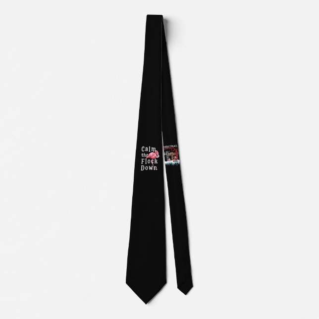 Calm The Flock Down Flamingo Girl |Funny Flamingo Tie (Front)