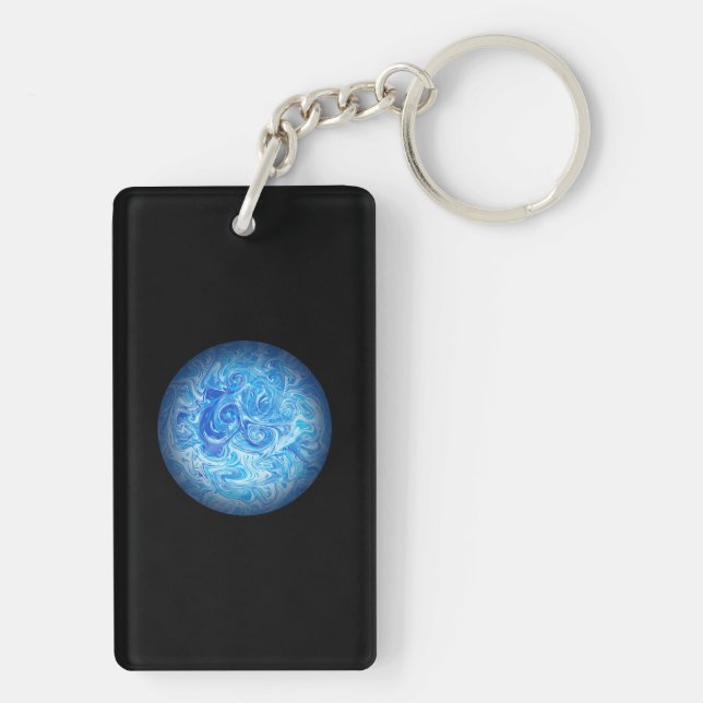 Calm Tide Fluid Art Keychain (Back)