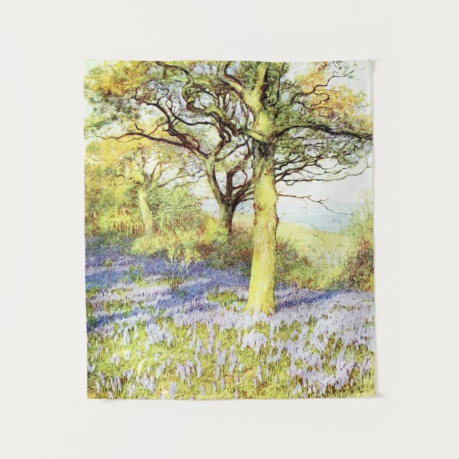 Calm Tree and Flower FIeld Landscape Tapestry (Front)