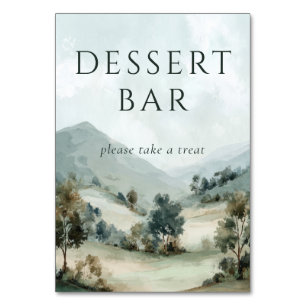 Calm Watercolor Landscape Scene Table Number