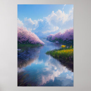 Calm Waters and Sakura Delights Poster