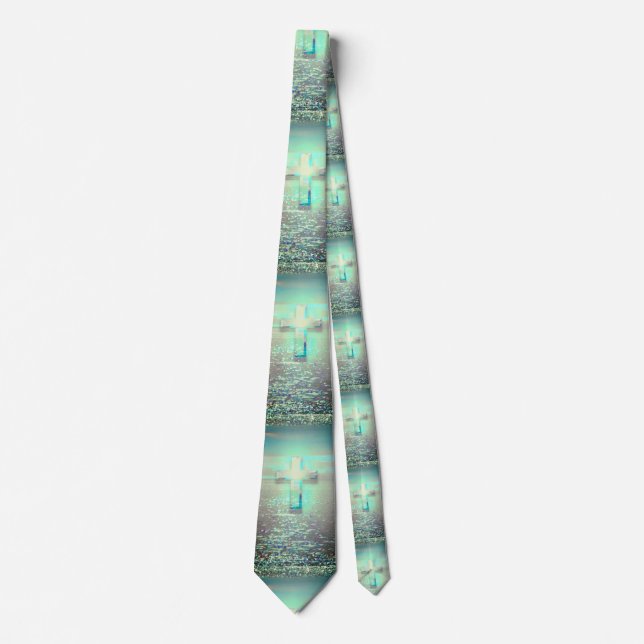 Calm Waters Baptismal Cross Tie (Front)