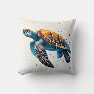 Calm Waters: Celebrate Sea Turtles with ocean Throw Pillow