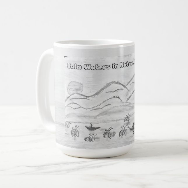 'Calm Waters in Nature's Embrace' Mug (Front Left)