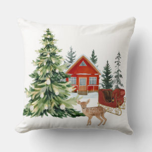 Calm winter home decor inspired by quiet woodland  throw pillow