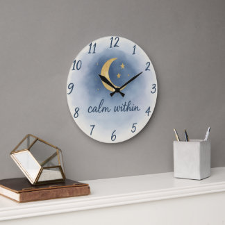 Calm Within – Watercolour Moon & Stars Serenity Cl Large Clock