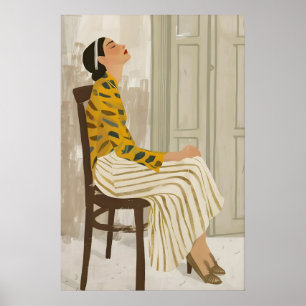 Calm Woman Art Print Minimalist Colourful Home 1