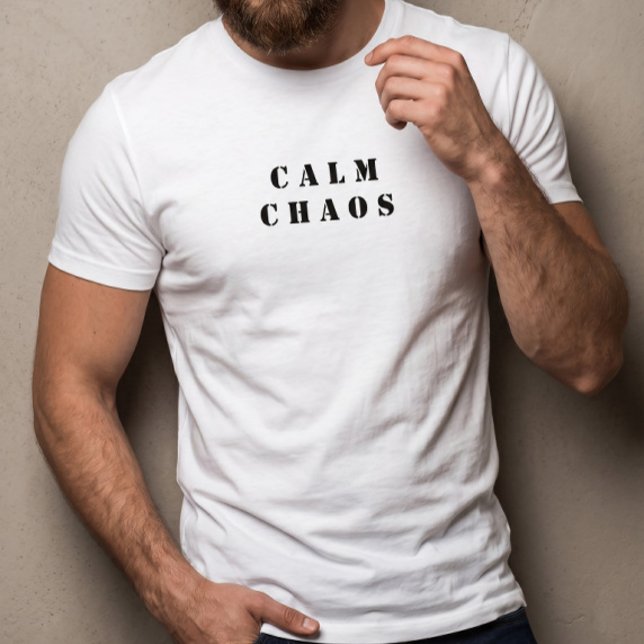 Calme Chaos - T-Shirt Minimaliste Paradoxal Blanc (Créateur téléchargé)
