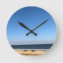 Calme chic plage moderne eau bleu ciel horloge mur
