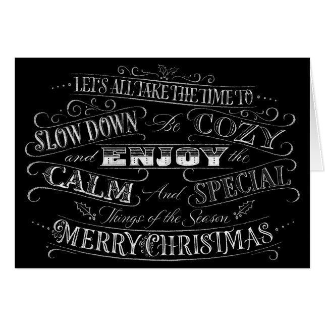 Calme + Cosy Joyeux Noël Chalkboard Calligraphie (Devant horizontal)