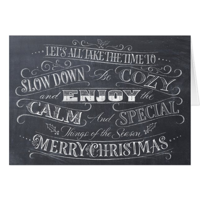 Calme + Cosy Joyeux Noël Chalkboard Calligraphie (Devant horizontal)
