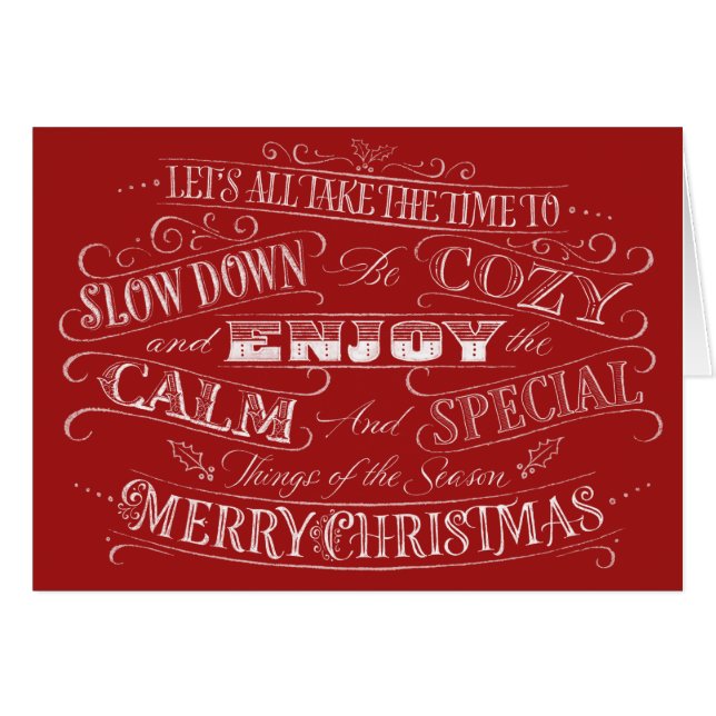 Calme + Cosy Rouge Joyeux Noël Chalk Calligraphie (Devant horizontal)