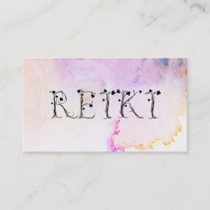 *~* Calming Abstract Watercolor REIKI Ivy Pastel Business Card