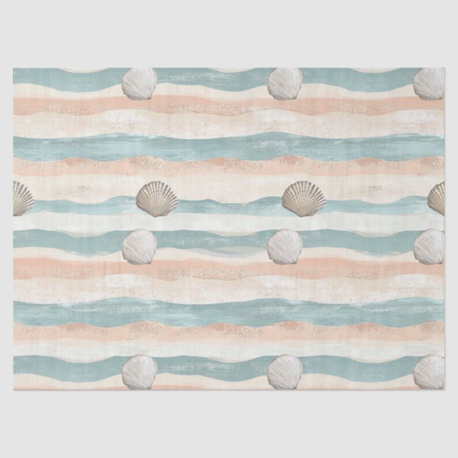 Calming Beach Wave Stripes - Soft Coastal Palette Tissue Paper (Front)