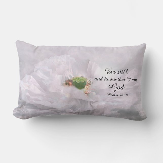 Calming Blossom with a Bible message Lumbar Pillow (Front)