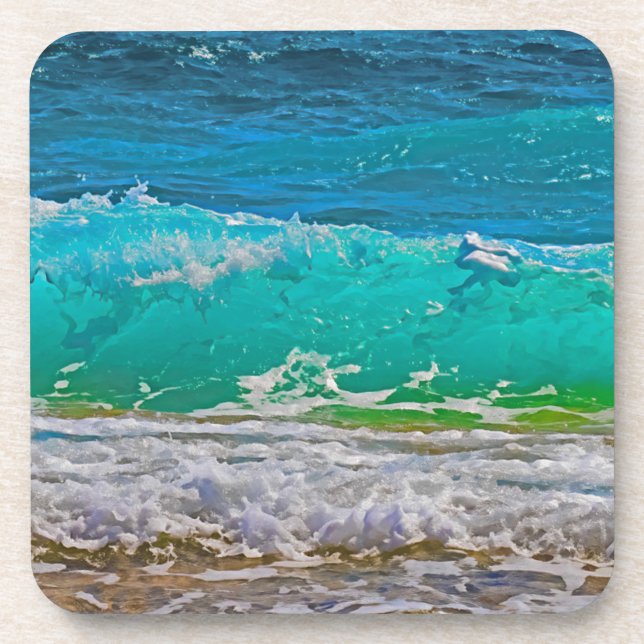 Calming Blue Ocean Waves Beach Art Coaster (Front)