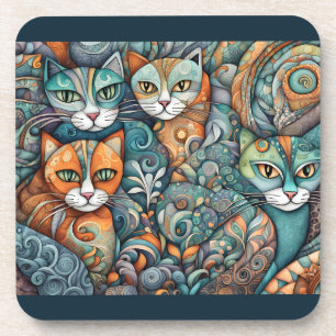 calming cats 2 coaster set