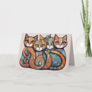 calming cats 3 greeting card