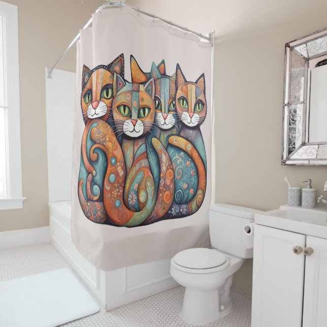 calming cats 3 shower curtain (In Situ)