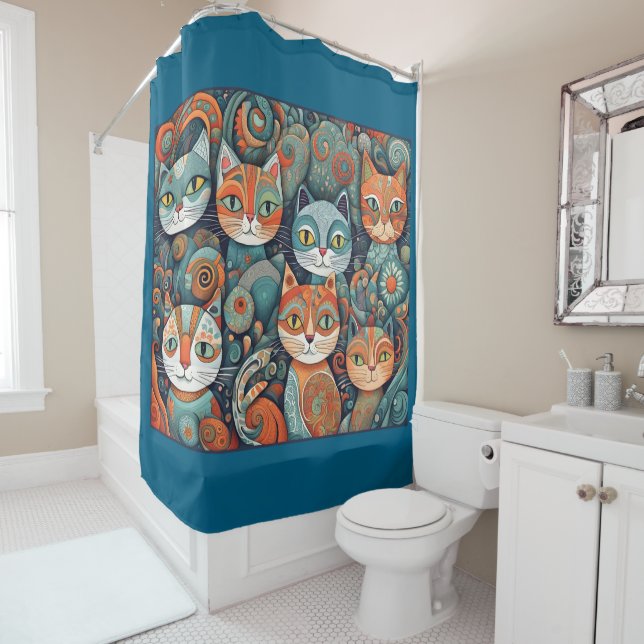 calming cats shower curtain (In Situ)