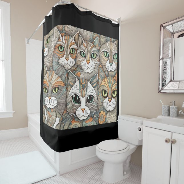 calming cats shower curtain (In Situ)