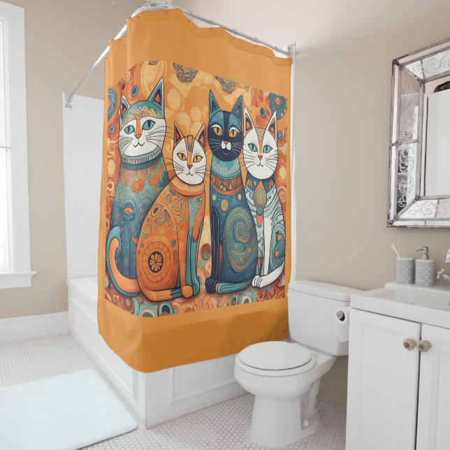 calming cats shower curtain (In Situ)
