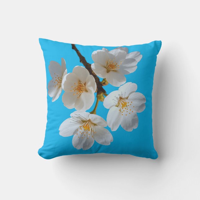Calming Cherry Blossom Throw Pillow (Front)
