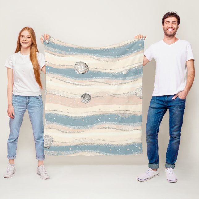 Calming Coastal Wave Pattern Fleece Blanket (In Situ)