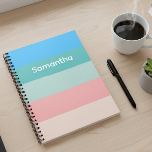 Calming Colour Block Striped Custom Notebook