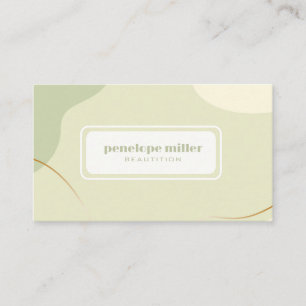 Calming colours of beige and green Beautician Business Card