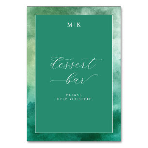 Calming Green Watercolor Dessert Bar Sign Table Number