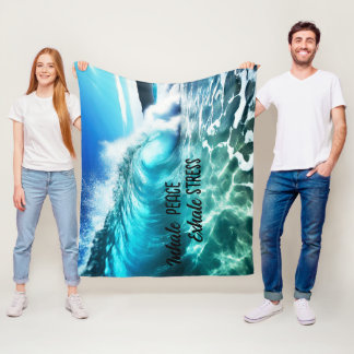 Calming Inspirational Blue Ocean Wave Fleece Blanket