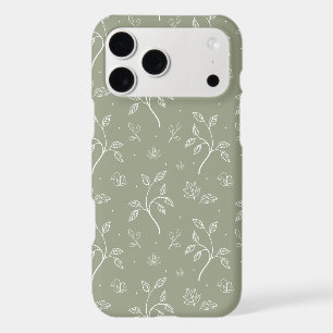 Calming Olive Green Leafy Floral iPhone Case