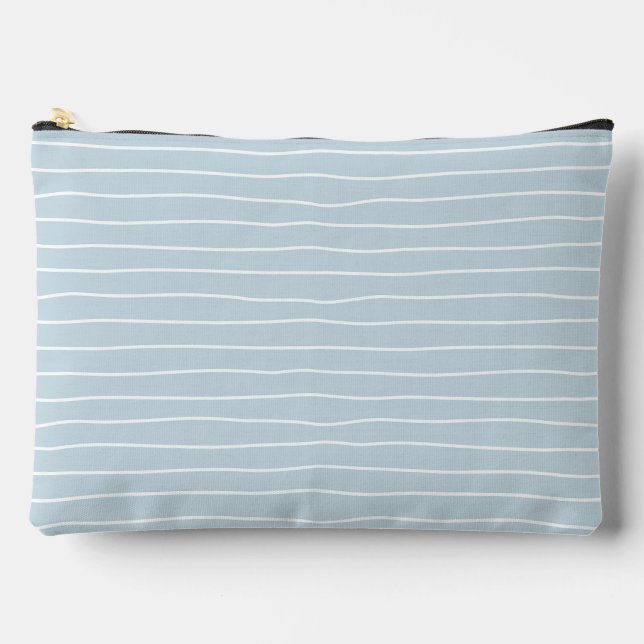 Calming Pastel Blue Ocean Waves Geometric Linear A Accessory Pouch (Front)
