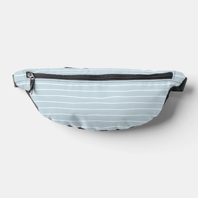 Calming Pastel Blue Ocean Waves Geometric Linear Fanny Pack (Lay Down)
