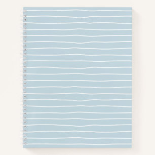 Calming Pastel Blue Ocean Waves Geometric Linear Notebook